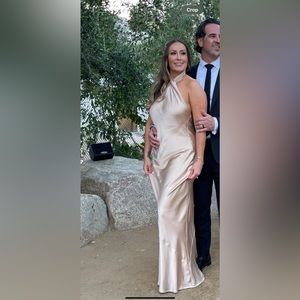 Jasmine halter Maxi Dress - Show me your mumu bridesmaid dress- Luxe Satin